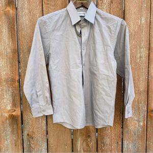 BERLIONI ITALY Boys Light Gray Dress Shirt Button Down Long Sleeve 12